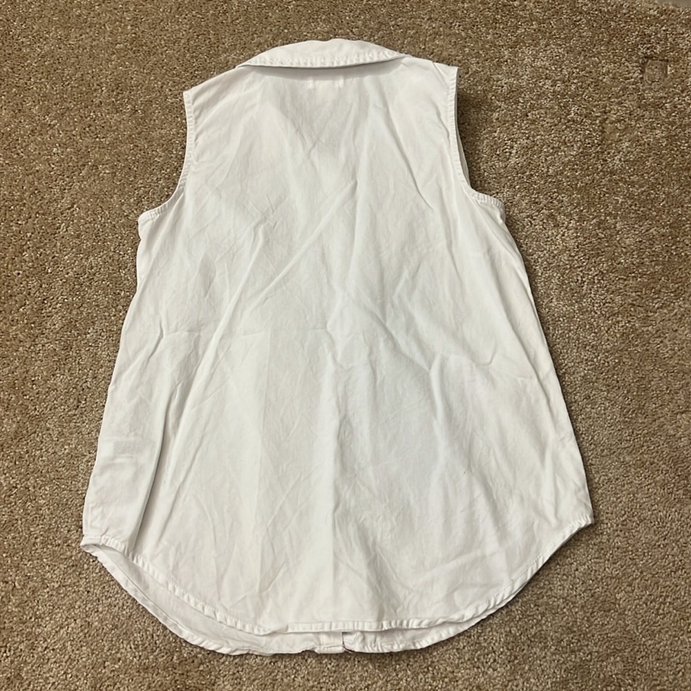 Cat & Jack White 100% Cotton Sleeveless Shirt Mint Interior Collar Size 10/12 - Picture 4 of 4